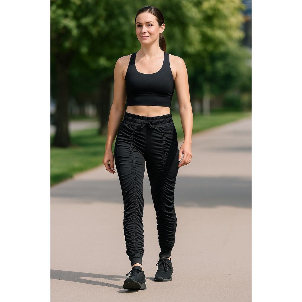 AGOGIE +20 Wearable Resistance Pants M Ruched Black Leggings Activewear Jogger